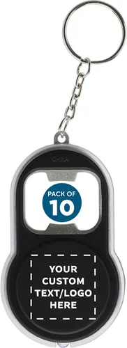 Miniatura 14 de DISCOUNT PROMOS Abrebotellas personalizado y llaveros LED, juego de 10/50/100, paquete personalizado a granel, perfecto para ferias, recuerdos