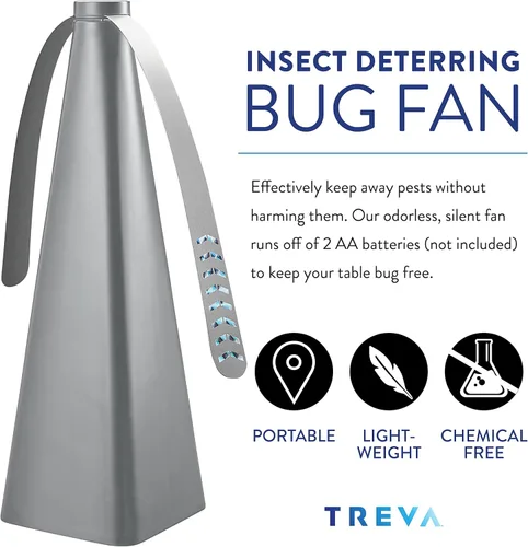 Miniatura 2 de Treva Ventilador de insectos, disuasorio de moscas con cuchillas holográficas para limpiar insectos, mosquitos y moscas, ventilador de mosca Plateado