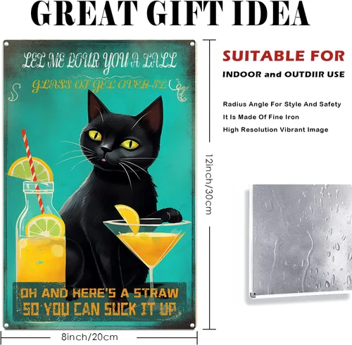 Miniatura 2 de Letreros vintage con texto en inglés «Cat Let Me Pour You A Tall Glass of Get Over It» («Cat Let Me Pour You A Tall Glass of Get Over It»)