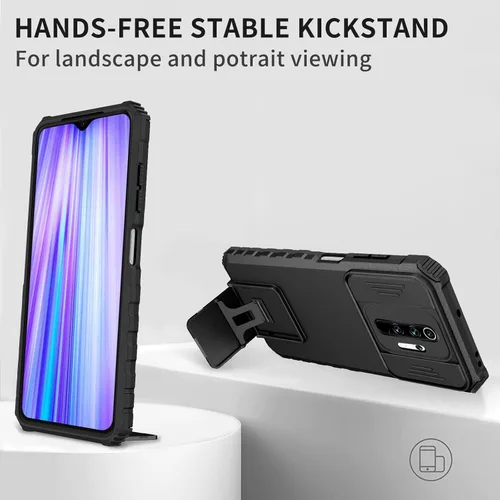 Miniatura 6 de Asuwish Funda de teléfono para Xiaomi Redmi Note 8 Pro con protector de pantalla de vidrio templado y cubierta de cámara deslizante Soporte Soporte