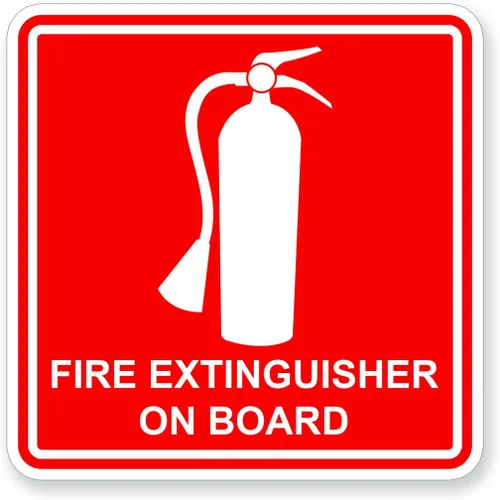 Adhesivo para extintor de incendios a bordo para barco, caravana, camper, camión, vehículos semiautomáticos, calcomanías de vinilo troqueladas,