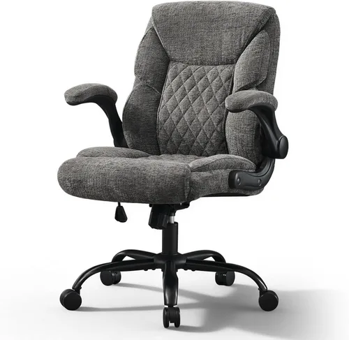 Miniatura 9 de Silla de oficina ejecutiva de piel sintética con ruedas, sillas de escritorio pequeñas giratorias de 360° con brazos acolchados, silla ergonómica