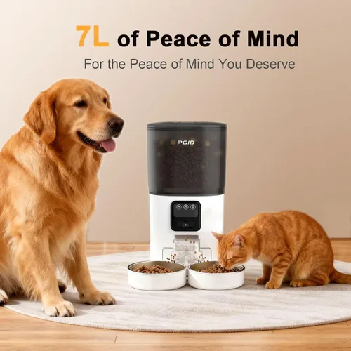 Miniatura 2 de Comedero automático para mascotas de 7L con cámara gran angular HD de 1080P, función WiFi inteligente, control por aplicación, función de visión