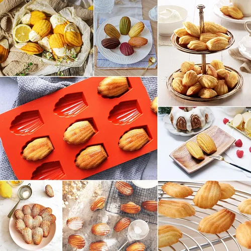 Miniatura 5 de Meajore Madeleine - Molde de silicona para hacer galletas Madeline, molde antiadherente para hornear con 9 cavidades, para hacer galletas Madeleine