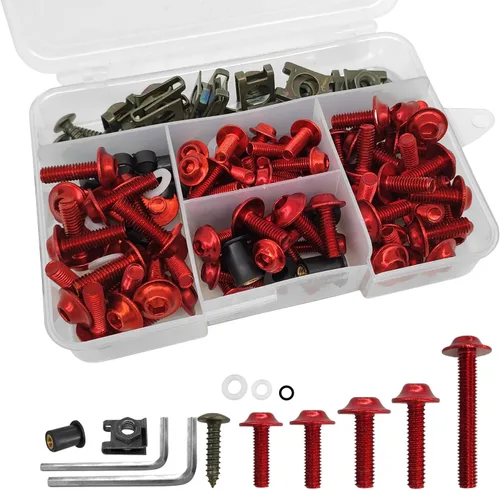 Miniatura 8 de Kit de pernos de carenado plateado M5 M6 para parabrisas de motocicleta, tornillos de aluminio compatibles para tornillos de carenado