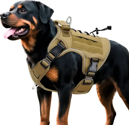Miniatura 41 de Arnés táctico para perros grandes, chaleco reflectante ajustable sin tirones con sistema Molle, control de grado militar K9 para entrenamiento