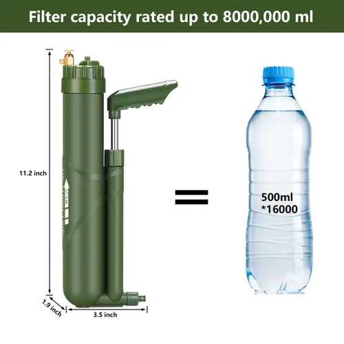 Miniatura 5 de Filtro de agua portátil Equipo de supervivencia de alta precisión y gran flujo opcional 2 en 1 purificación de agua para senderismo, camping, viajes