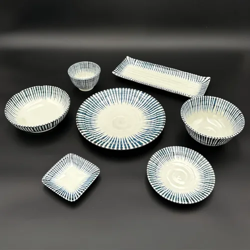 Miniatura 6 de Platos japoneses para servir, platos de 5 pulgadas, azul y blanco, juego de 4 4 unidades redondas de 5 pulgadas