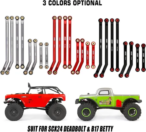 Miniatura 7 de INJORA Juego de 4 eslabones de aluminio CNC para SCX24 AXI90081 Deadbolt Axial 1/24 RC Crawler Car, 8 piezas (rojo)
