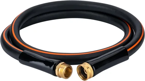 Miniatura 11 de EASTRANS Manguera de jardín corta de 15 pies x 5/8 pulgadas, manguera de agua naranja resistente con conector de latón macizo de 3/4 pulgadas