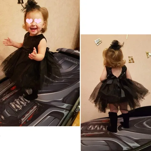 Miniatura 4 de Vestido de princesa tutú de tul para niña, boda, concurso, fiesta, bebé, lentejuelas sin espalda, encaje floral, recién nacido, 7 años