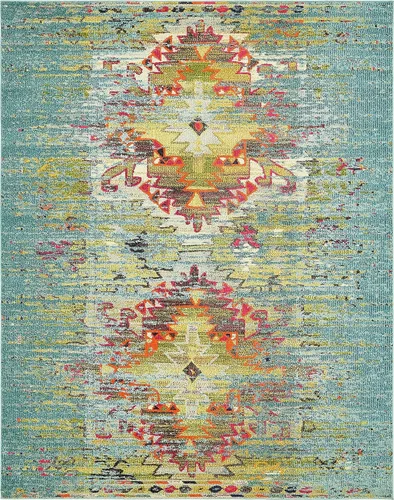 Miniatura 10 de Unique Loom Vita Collection - Alfombra vintage tribal sudoccidental sobreteñida (2 pies x 6 pies 7 pulgadas, para pasillo, turquesa/amarillo)