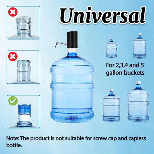 Miniatura 4 de Bomba de mesa de agua, bomba de agua eléctrica de portabilidad con cable de datos USB, bomba automática de botella de agua potable negra