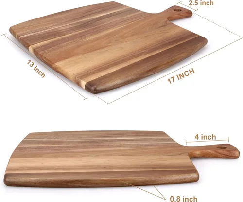 Miniatura 2 de Tabla de cortar grande de madera de acacia de 17 x 13 pulgadas con asa, tablas de madera grande para charcutería, bloque de carnicero, tablas