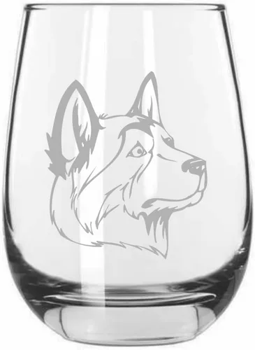 Miniatura 91 de Sakhalin Husky Dog - Copa de vino grabada personalizada de 15.25 onzas sin tallo