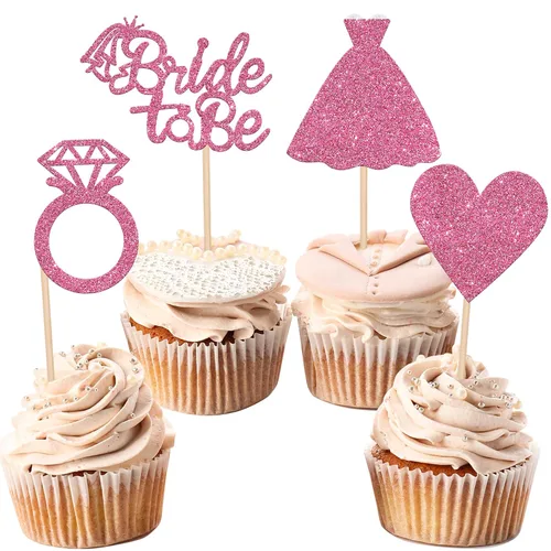 Miniatura 15 de 24 piezas de decoración para cupcakes con anillo de corazón, para despedida de soltera, bodas, compromisos, despedidas de soltera, suministros