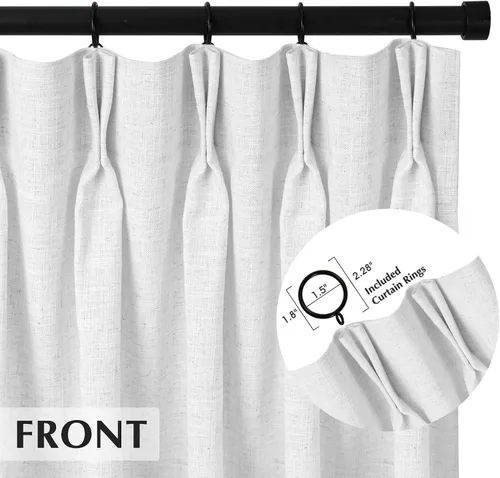 Miniatura 5 de HOMERILLA Cortinas Plisadas de 96 Pulgadas de Largo, Cortinas Opacas de Lino con Forro Opaco, Panel de Cortina para Sala de Estar, Cortinas Plisadas