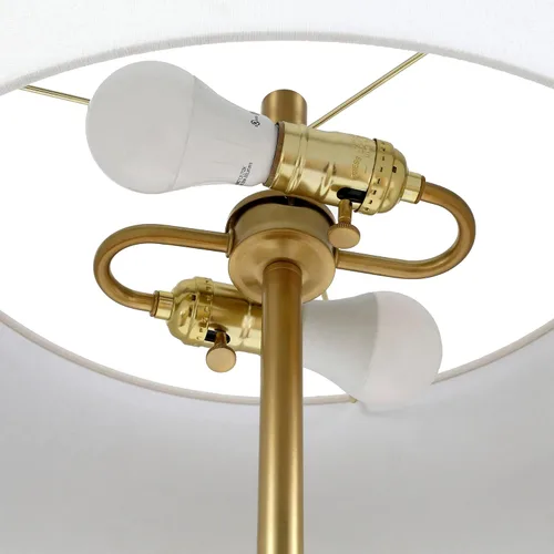 Miniatura 10 de Henn&Hart Lámpara de pie de 2 luces con pantalla de tela en negro mate/latón/blanco, lámpara de pie para oficina en casa, dormitorio, sala de estar