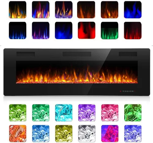 Miniatura 5 de Antarctic Star - Chimenea eléctrica de 42 pulgadas para empotrar y colocar en la pared, calentador de chimenea y chimenea lineal con llama