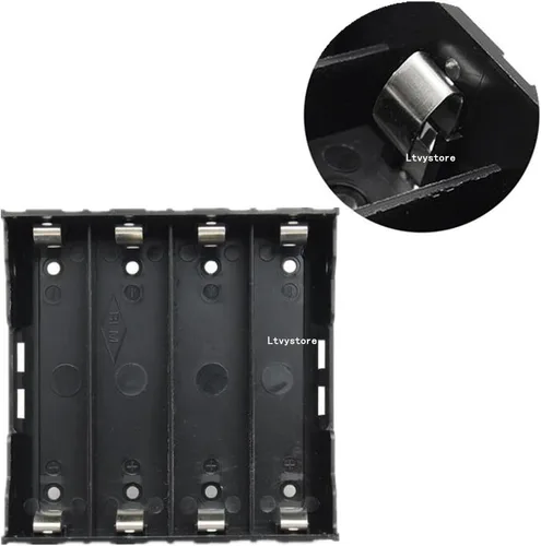 Miniatura 2 de Soporte para batería 18650, 8 piezas 4 ranuras x 3.7V caja de almacenamiento de batería DIY, en paralelo caja de baterías de plástico negro con pin