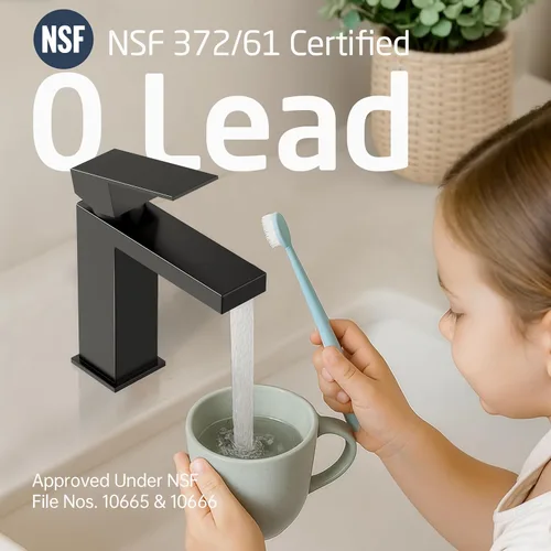 Miniatura 4 de KES Grifo de Baño Negro de un Solo Agujero, Grifo de Lavabo de Acero Inoxidable con Una Manija, Mate Negro Certificado cUPC, L3156ALFF12-BK