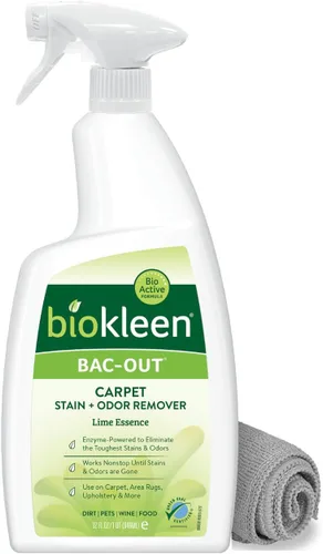 Biokleen Bac-Out - Quitamanchas para ropa y alfombra, 32 onzas, natural, enzimático, destruye manchas y olores de forma segura, para manchas de