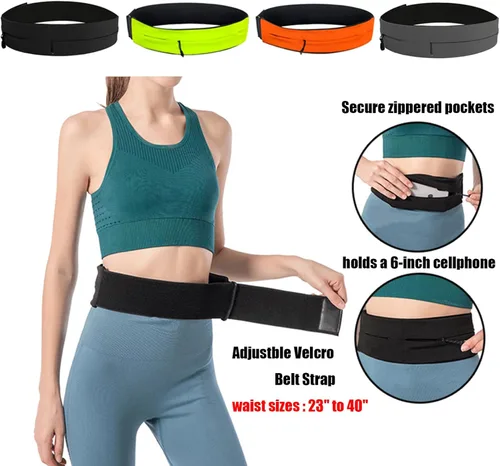 Miniatura 2 de AnsrJ Cinturón ajustable para correr, riñonera para mujeres y hombres. Cinturón de dinero oculto para viajes. Cintura elástica delgada y delgada.
