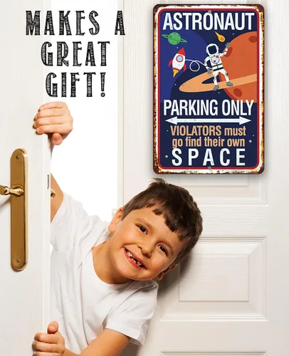 Miniatura 4 de Astronaut Parking Only - Decoración genial para sala de juegos y letrero de guardería, decoración de planeta para habitación de niños y niños