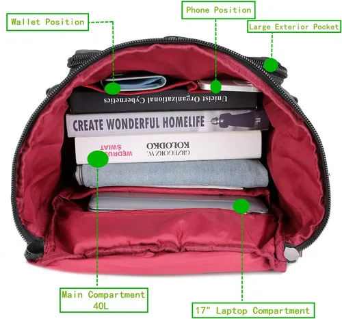 Miniatura 6 de Baosha Mochila de lona para viaje de fin de semana, mochila híbrida para senderismo, mochila para computadora portátil, para deportes al aire libre