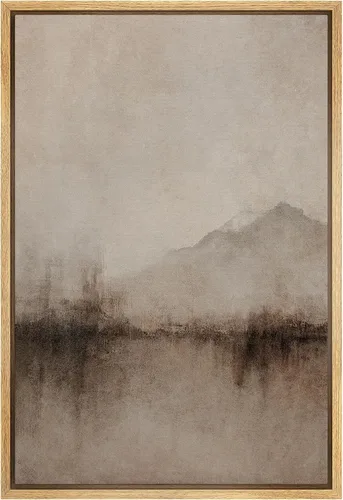 Miniatura 29 de SIGNFORD - Lienzo enmarcado para pared, arte de pintura grunge duotono blanco bronceado, trazos abstractos, formas ilustradas, arte moderno
