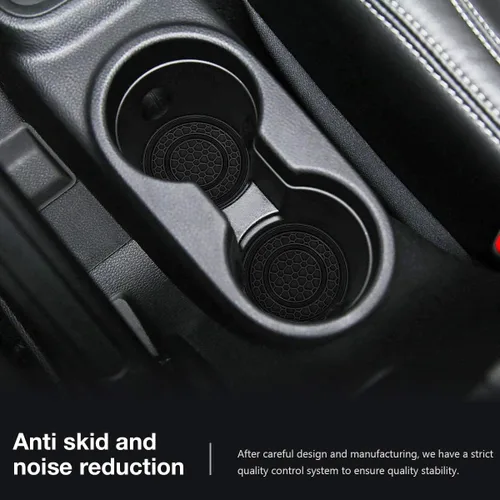 Miniatura 3 de Auprite Portavasos para automóvil, paquete de 2 posavasos universales antideslizantes para automóvil, accesorios para el interior del automóvil Negro