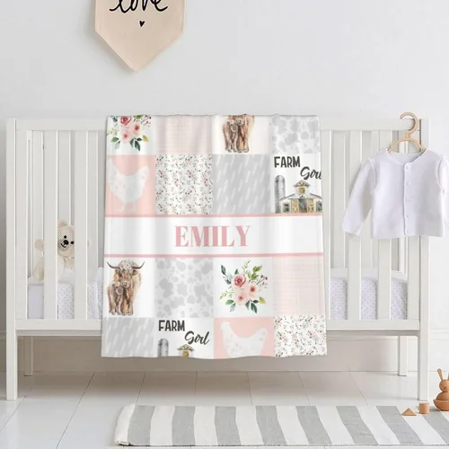 Miniatura 3 de Manta de bebé personalizada para niñas, manta de bebé personalizada con nombre, manta suave con nombre personalizado, manta de guardería rosa Tema