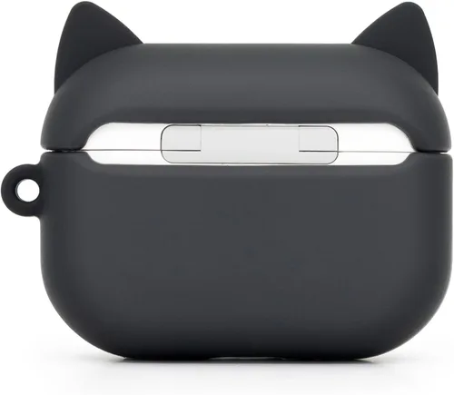 Miniatura 4 de Linda funda para Airpods Pro, funda para Airpods Pro 2, diseño de gatos y gatitos con bigote negro, divertidos animales de dibujos animados en 3D, a