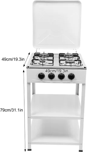 Miniatura 3 de Estufa de gas de 4 quemadores, estufa portátil para exteriores con soporte de almacenamiento extraíble para camping, picnic, hogar, autocaravana