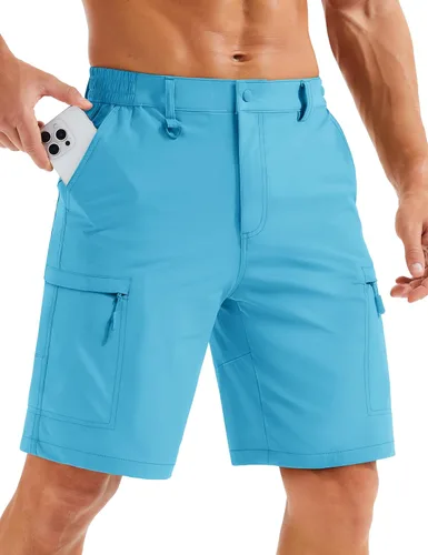 Miniatura 13 de MAGCOMSEN Men's Hiking Cargo Shorts Quick Dry Lightweight 9" Golf Shorts Summer Casual Work Outdoor with 5 Zipper Pockets