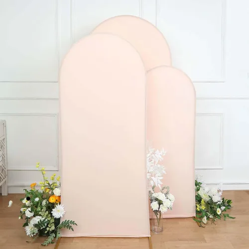 Efavormart Juego de 3 | Fundas Ajustadas de Spandex Oro Rosa Mate Blush para Arcos de Boda para Soportes de Telón de Fondo Chiara de Parte Superior