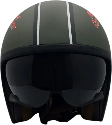 Miniatura 6 de Casco Vega V8 Retro Open Face Casco DOT y ECE de seguridad con espejo cromado (bloquea las ondas dañinas de rayos UV, UVA y UVC) / forros de gamuza