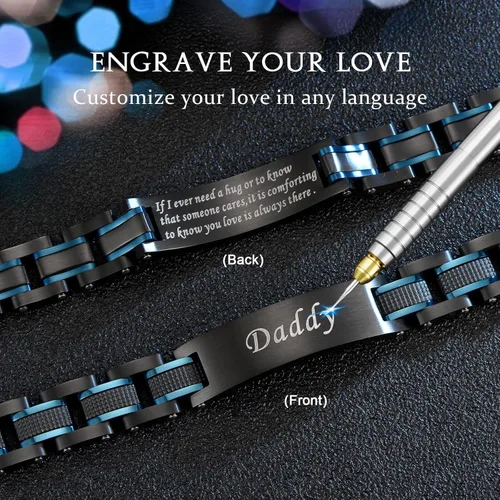 Miniatura 4 de Pulsera de los hombres grabados de encargo de la identificación médica de la alarma