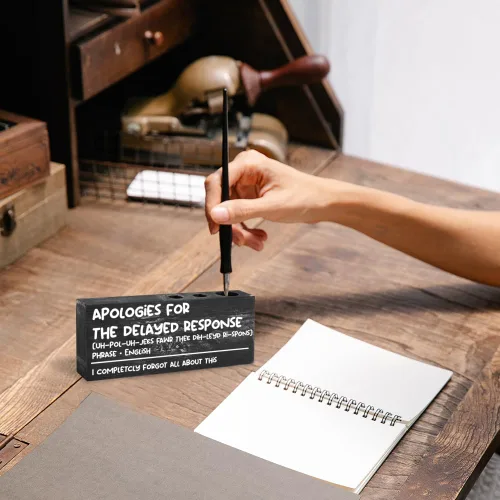 Miniatura 2 de WWBDESK9 - Portalápices de madera rústica para oficina en casa, divertido organizador de escritorio, regalo para compañeros de trabajo, hombres
