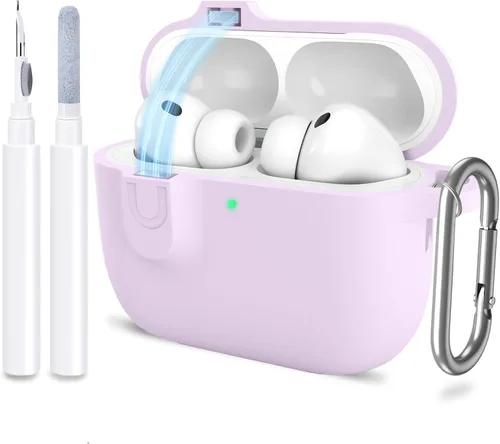 Miniatura 18 de Funda para AirPods Pro 3 con limpiador y protector de silicona suave con llavero para mujeres y hombres, funda para Apple AirPods Pro de 3ª Claro