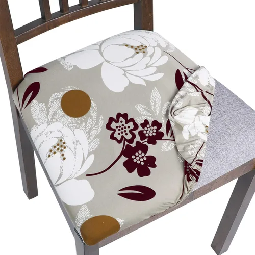 Miniatura 34 de SearchI Fundas de Asiento para Sillas de Comedor Elásticas con Estampado Juego de 6 Fundas de Asiento de Silla, Protector de Cojín de Silla Tapizada