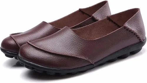 Miniatura 3 de Women's Cowhide Leather Loafers Flats Moccasins Slip-On