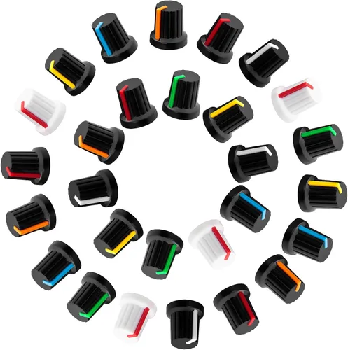 Miniatura 8 de 9 piezas de 6 mm tipo D perilla de potenciómetro, perilla giratoria de volumen y tono de guitarra de plástico, perilla de control de graves