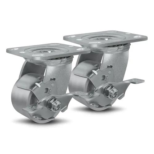 Miniatura 38 de Ruedas giratorias de 4 x 2 pulgadas, ruedas industriales resistentes, ruedas giratorias con rodamiento de rodillos - Ruedas de hierro fundido