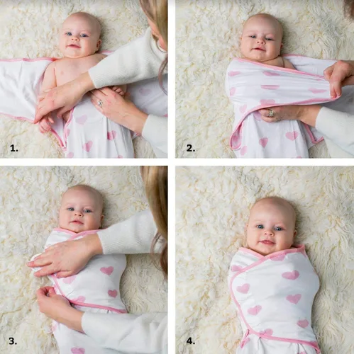 Miniatura 3 de Ziggy Baby Juego de manta ajustable para bebé niña, tamaño pequeño/mediano, 0-3 meses, paquete de 3 unidades, peonía rosa, corazón rosa, cuadros