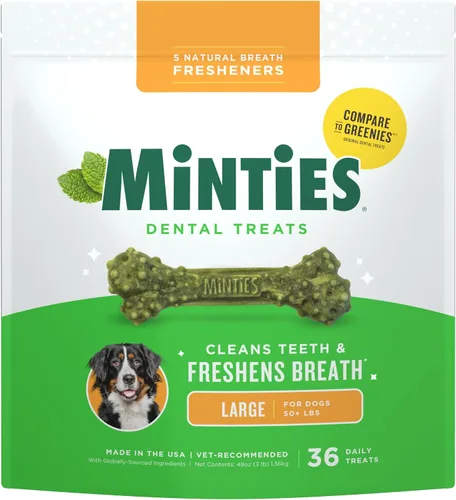 Miniatura 12 de Minties Golosinas dentales en hueso para perros, Golosinas dentales pequeñas para perros, 5-25 libras, Limpian dientes, Combaten el mal aliento