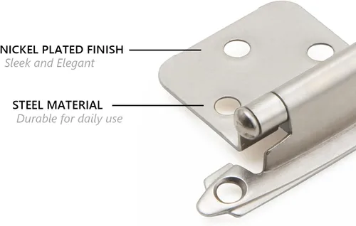 Miniatura 2 de Silverline 6 pares de bisagras de gabinete de cierre automático, para puerta de cocina con superposición variable, níquel satinado cepillado