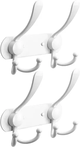 Miniatura 7 de NearMoon Perchero montado en la pared, paquete de 2 ganchos resistentes para toallas de baño, de acero inoxidable, gancho de metal para toallas