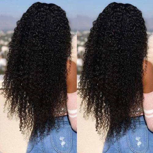 Miniatura 9 de Skouty Peluca de cabello humano Kinkycurly de 13 x 4 con encaje frontal, pelucas de cabello humano de densidad 180 sin pegamento, pelucas