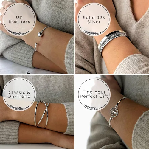 Miniatura 6 de Silverly Pulsera de plata de ley celta para mujer, pulsera de plata trenzada trenzada ajustable, regalo de dama de honor para mejor amiga, pulseras